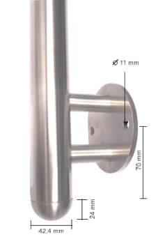 Gel�nderpfosten 42,4/2,0 mm f�r Wandmontage, Ringtr�ger gekr�pft