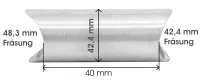 Muffe (Durchmesser 42,4 mm), Fräsungen: 48,3 - 42,4 mm