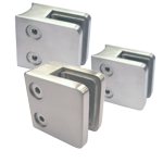 Glashalter eckig V4A Glasklemmen quadratisch aus V4A (AISI 316) inkl. Gummis lt. Tabellenwahl