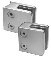 Glasklemmen quadratisch aus Edelstahl V2A inkl. Gummieinlagen