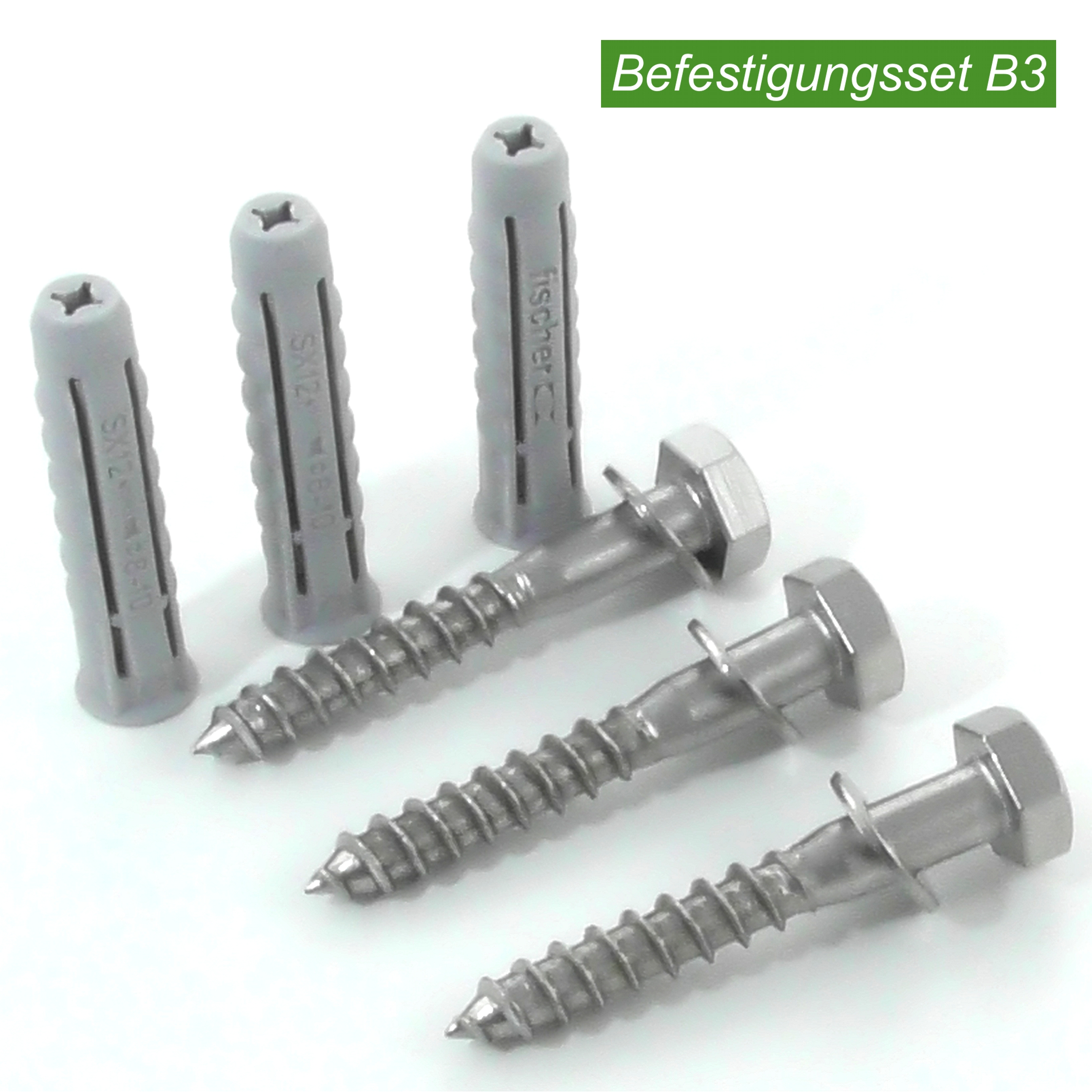 Befestigungsschrauben und Dübel im 3er Set