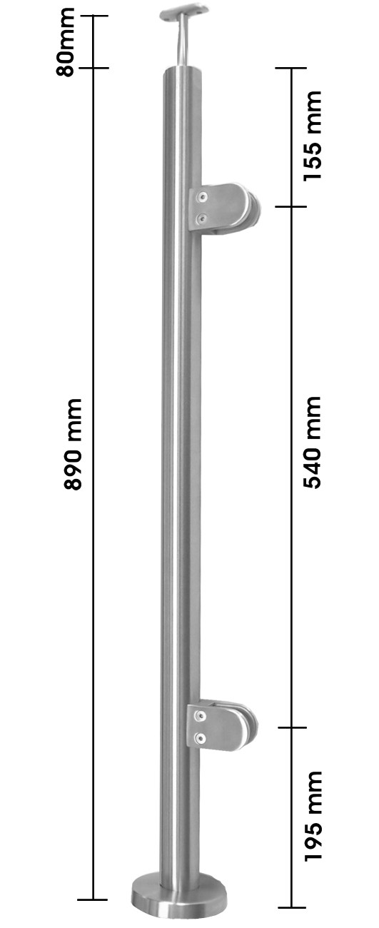 Bausatz für ein Glasgeländer mit Länge 2m