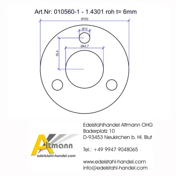 Anschraubplatte mit Maß 100x6mm