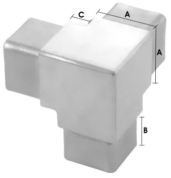 Edelstahl Eckfitting für Quadratrohr