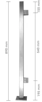 Geländerpfosten mit Glashalter Edelstahl Ø42,4mm x 2,00mm 