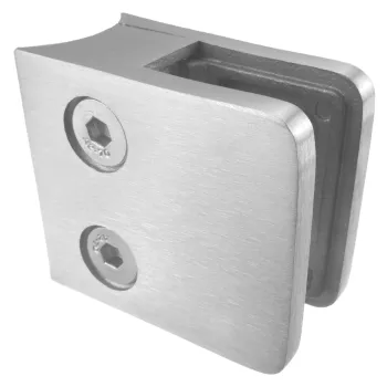 Glasklemme Edelstahl eckig für Rohr 33,7 mm
