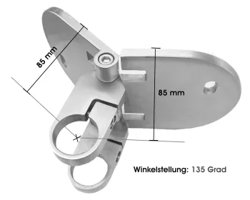 Wandhalterung für Rohr 42,4 mm, verstellbar auf 45 Grad