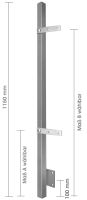 VA-Balkonpfosten 40/40 mm, Wandmontage, mit 2 Anfangslaschen