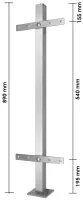 VA-Balkonpfosten 40/40 mm, Bodenmontage, 2 Durchgangslaschen