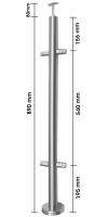 Lochblechpfosten 42,4/2,0mm, aufgesetzt, inkl. Rohrträger