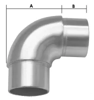 Rundbogen (90 Grad), für Rohr 42,4/2,0 mm, kurze Ausführung, V2A