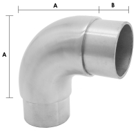 Rundbogen (90 Grad) für Rohr 33,7/2,0 mm, lange Ausführung, V2A