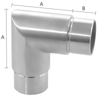 Eckfitting (90 Grad) für Rohr 33,7/2,0 mm, lange Ausführung, V2A