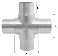 Kreuzverbinder, für Rohr 33,7/2,0 mm, V2A