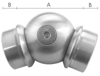 Kugelgelenkverbinder für Rohr 42,4/2,0 mm, V2A