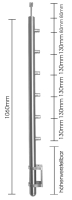 Geländerpfosten 42,4 mm, seitlich, inkl. Traversenhalter, höhenverstellbar