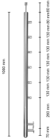 Geländerpfosten 42,4 mm, seitlich, zum Verbinden von Relingstangen