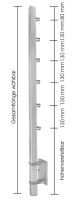 Geländerpfosten vorgesetzt, 40/40/2,0 mm, höhenverstellbar, mit 6 Querstabhalter