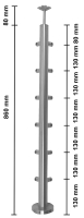 Eckpfosten 33,7 mm, aufgesetzt, mit Rohrträger