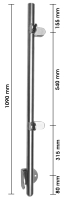 Eckpfosten (innen) 42,4 mm, 4 Glasklemmen 63/45 mm