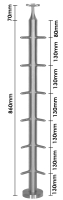 Eckpfosten 42,4/2,0mm, inkl. 12 Seilspanner