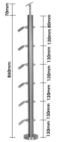 Anfangspfosten 42,4/2,0mm, inkl. 6 Seilspanner mit Gelenk, Bild 1