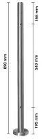 Glas/Bodenpfosten 42,4/2,0 mm, mit 4x Fließbohrgewinde M8, V2A
