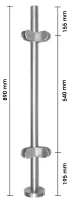 Eckpfosten aufgesetzt, 42,4 mm, 4x Glasklemmen 63/45 mm