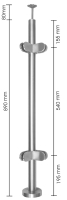 Eck-Glaspfosten 42,4/2,0mm, aufgesetzt, inkl. Rohrträger