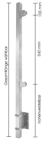 Geländerpfosten vorgesetzt, 40/40/2,0 mm, höhenverstellbar, mit 2 Glasklemmen