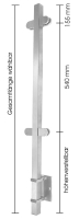 Geländerpfosten vorgesetzt, 40/40/2,0 mm, höhenverstellbar, mit 4 Glasklemmen