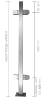 Geländerpfosten aufgesetzt, 40/40/2,0 mm, mit 4 Glasklemmen, V2A