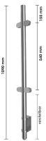 Pfosten 42,4 mm, 4x Glasklemme 50/40 mm, Wandmontage, verstellbar