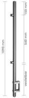Geländerpfosten vorgesetzt, 42,4 mm, mit 2x Glaspunkthalter, höhenverstellbar