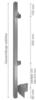 Eckpfosten (außen) vorgesetzt, 40/40/2,0 mm, mit 4 Glasklemmen