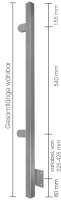 Geländerpfosten vorgesetzt, 40/40/2,0 mm, Rechts, mit 2 Glasklemmen