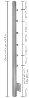 Geländerpfosten vorgesetzt, 40/40/2,0 mm, mit 6 Querstabhalter