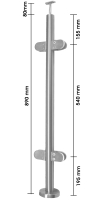 Glaspfosten 42,4 x 2,0 mm, aufgesetzt, inkl. Rohrträger