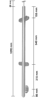 Glaspfosten 42,4/2,0mm, vorgesetzt, inkl. Rohrträger