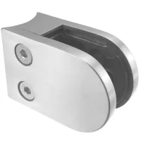 Glasklemme Edelstahl für Rohr 42,4 mm mit Sicherungsplatte 63 x 45 mm