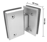 Edelstahl-Scharnier für Glasbefestigung, ca. 55x90 mm