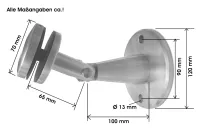 Wandanschluss mit Punkthalter 70 mm für Vordachsysteme, V4A