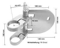 Wandhalterung für Rohr 42,4 mm, verstellbar auf 90 Grad