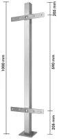 Edelstahl-Zaunpfosten 40/40/2,0 mm, 2 Verbindungslaschen, V2A
