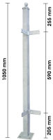 Eckpfosten 40/40 mm, Anschraublaschen innen, feuerverzinkt