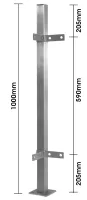 Edelstahl-Eckpfosten 40/40/2,0 mm, Anschraublaschen innen