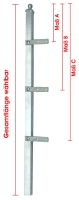 Zaunpfosten 40/40/2,0 mm feuerverzinkt, Anfangslaschen, Länge wählbar