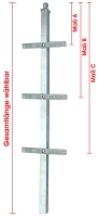 Zaunpfosten 40/40/2,0 mm feuerverzinkt, Verbindungslaschen, Länge wählbar