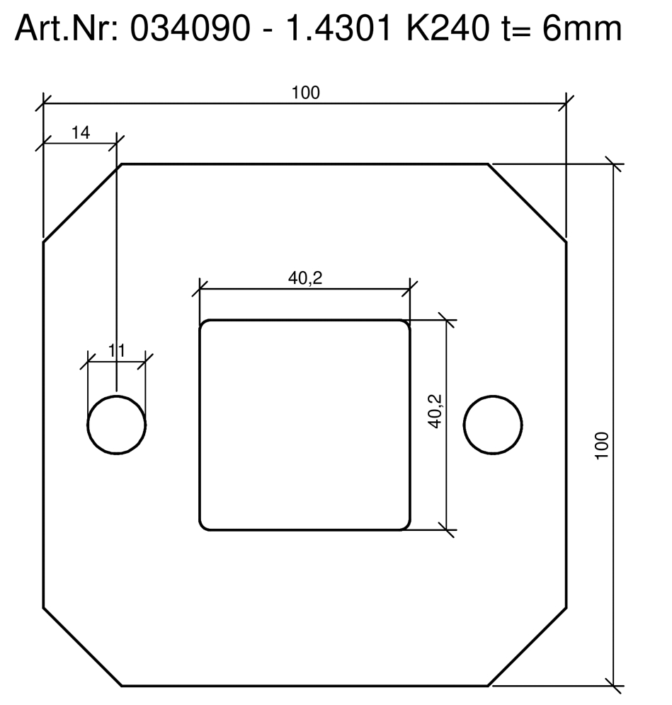 Ankerplatte aus Edelstahl mit zwei Bohrungen