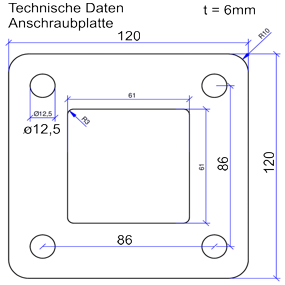 Verankerung am Boden 120x120mm